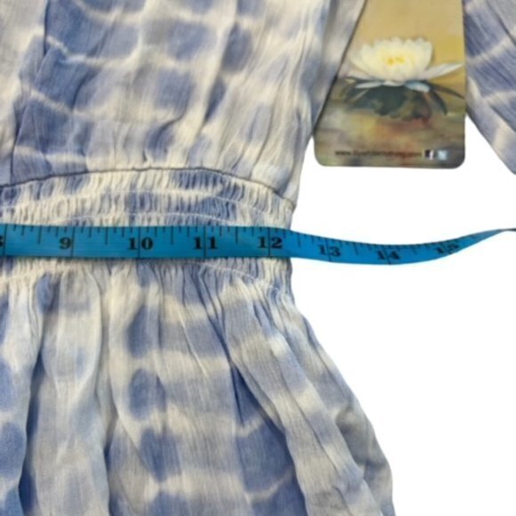 Lily Rose Smocked Waist Womens Peasant Blouse Size Small Tie‎ Dye Ribbon Sleeve - Picture 10 of 12